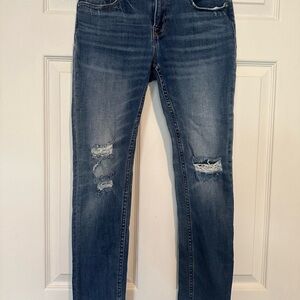 Vigoos Blue Skinny Jeans with Distressed Cropped Ankle size 6